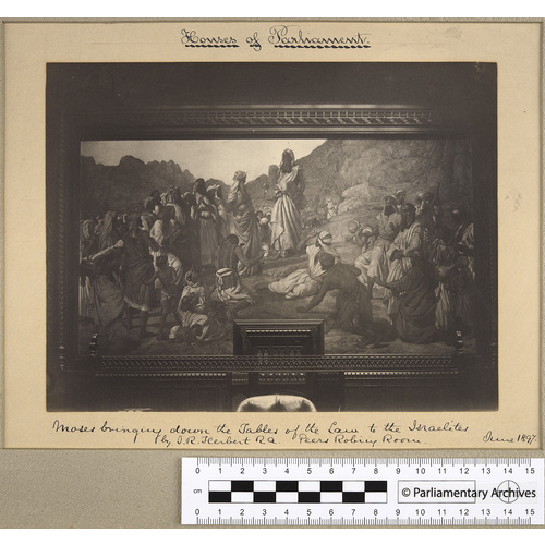 "Moses bringing down the Tables of the Law to the Israelites" by J R Herbert, Moses Room
