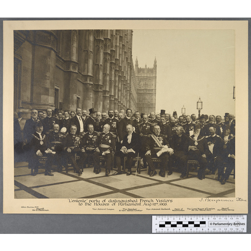 "L'entente" (Entente Cordiale) party of distinguished French visitors to the Houses of Parliament
