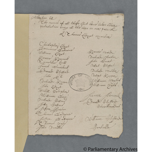Protestation Return: Oxford: Bloxham Hundred ? Alkerton