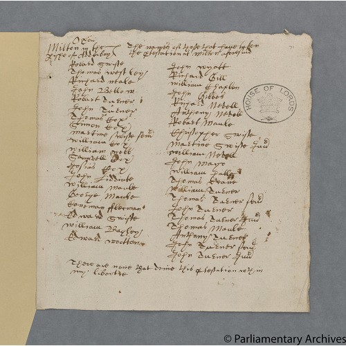 Protestation Return: Oxford: Bloxham Hundred ? Milton