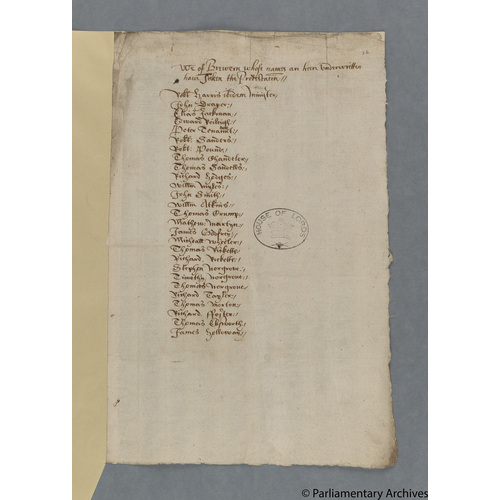 Protestation Return: Oxford: Chadlington Hundred ? Bruern
