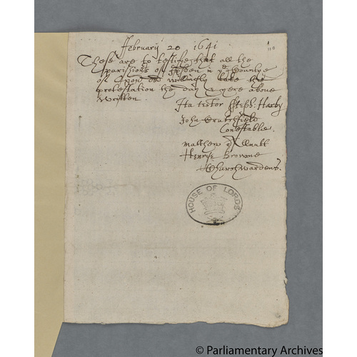 Protestation Return: Oxford: Langtree Hundred ? Ipsden