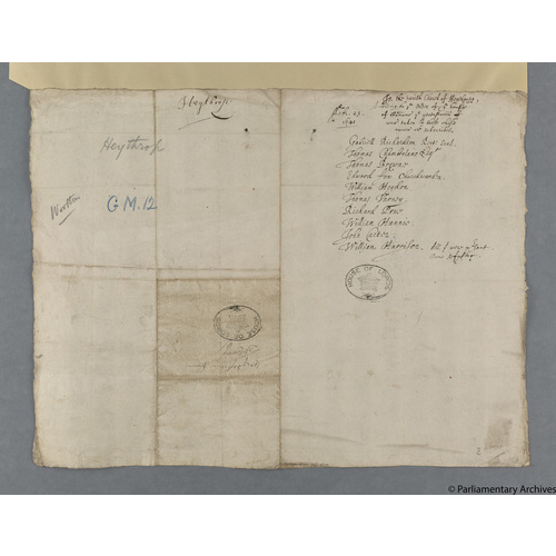 Protestation Return: Oxford: Wootton Hundred ? Heythrop