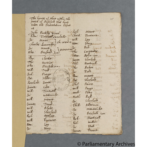 Protestation Return: Somerset: Taunton Dean Hundred ? Bradford [Bradford-on-Tone]