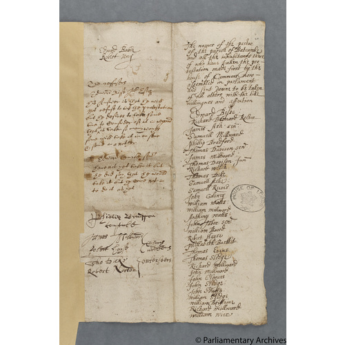 Protestation Return: Somerset: Whitstone Hundred: Batcombe