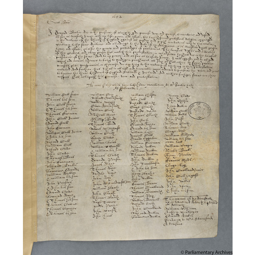Protestation Return: Stafford: Offlow (South Division) Hundred ? Great Barr