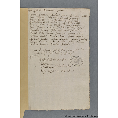 Protestation Return: Sussex: Arundel Rape: Avisford Hundred: Barnham