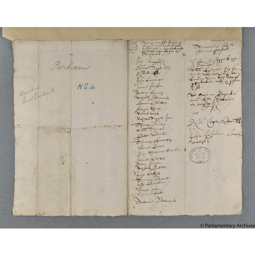 Protestation Return: Sussex: Arundel Rape: West Easwrith Hundred ? Parham