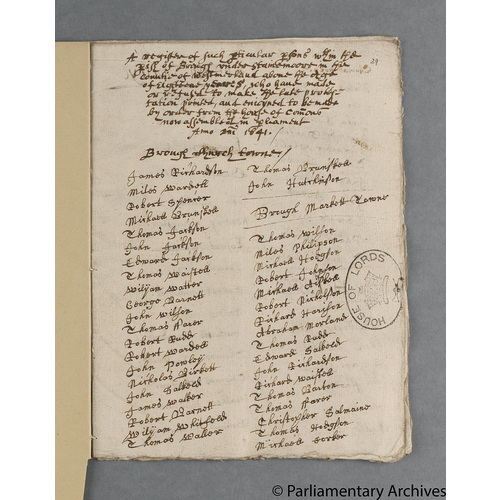 Protestation Return: Westmorland: East Ward: Brough [Burgh] under Stainmore
