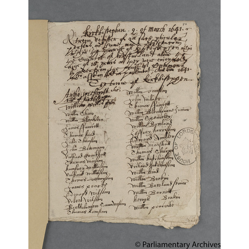 Protestation Return: Westmorland: East Ward: Kirkby Stephen, and townships