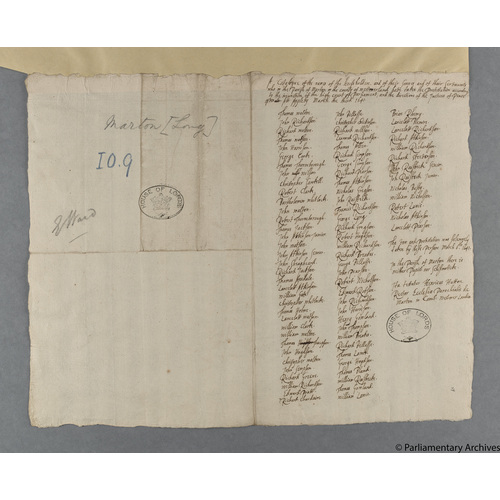 Protestation Return: Westmorland: East Ward: Marton [Long Marton]