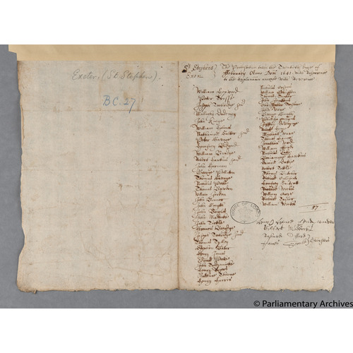 Protestation Return: Devon: Wonford (Part Only) Hundred: Exeter, St Stephens