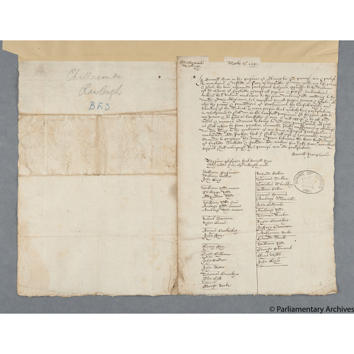 Protestation Return: Devon: Shirwell Hundred: Challacombe Rawleigh