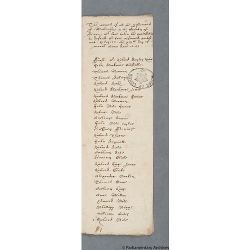 Protestation Return: Devon: Shirwell Hundred ? Martinhoe