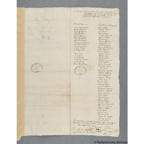 Protestation Return: Devon: South Molton Hundred: Warkleigh