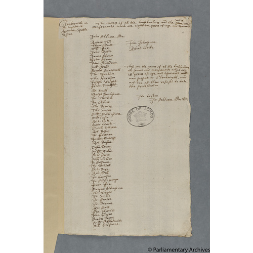 Protestation Return: Lincoln: Aslacoe Wapentake: Glentworth