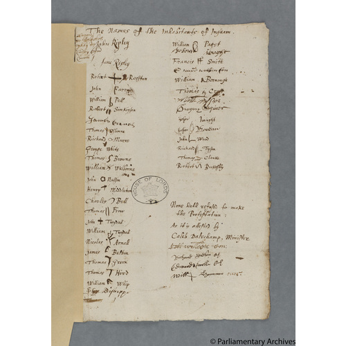 Protestation Return: Lincoln: Aslacoe Wapentake: Ingham