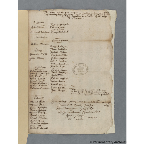 Protestation Return: Lincoln: Beltisloe Wapentake ? North Witham