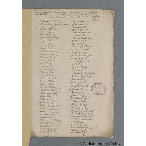 Protestation Return: Middlesex: Elthorne Hundred ? Harmondsworth