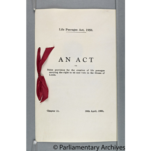 Life Peerages Act, c. 21